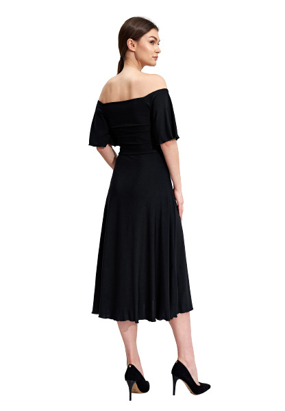 Sukienka midi hiszpanka rozkloszowana krótki rękaw czarna